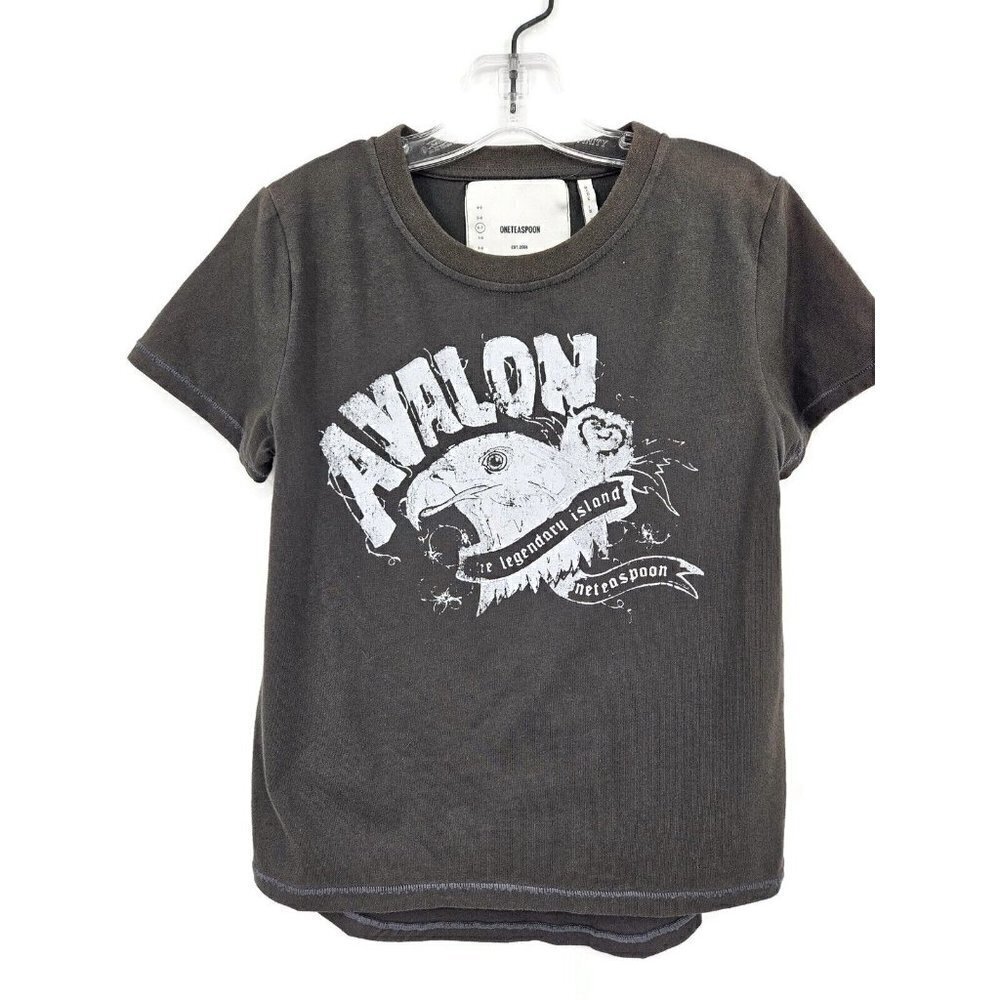 New One Teaspoon Avalon Eagle Tee Girls Boys 9-10 Faded Grey Short Sleeve Shirt